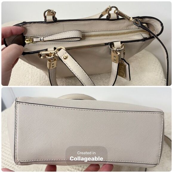 Coach Madison Mini North/South Tote Bag 29001 Parchment Saffiano Leather Purse - Picture 8 of 9